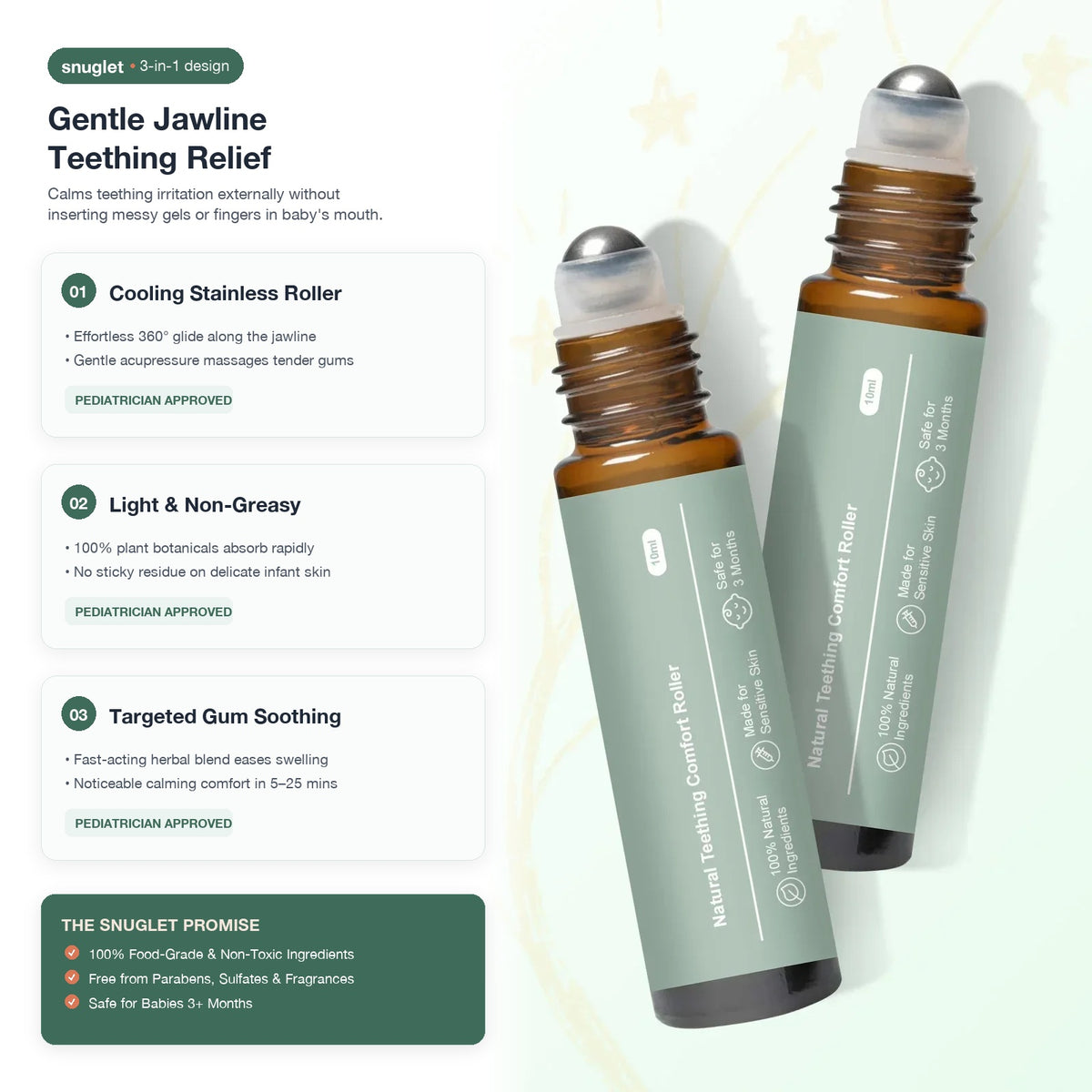 Snuglet Comfort Roller — easy roll coating, refreshing texture, rapid absorption